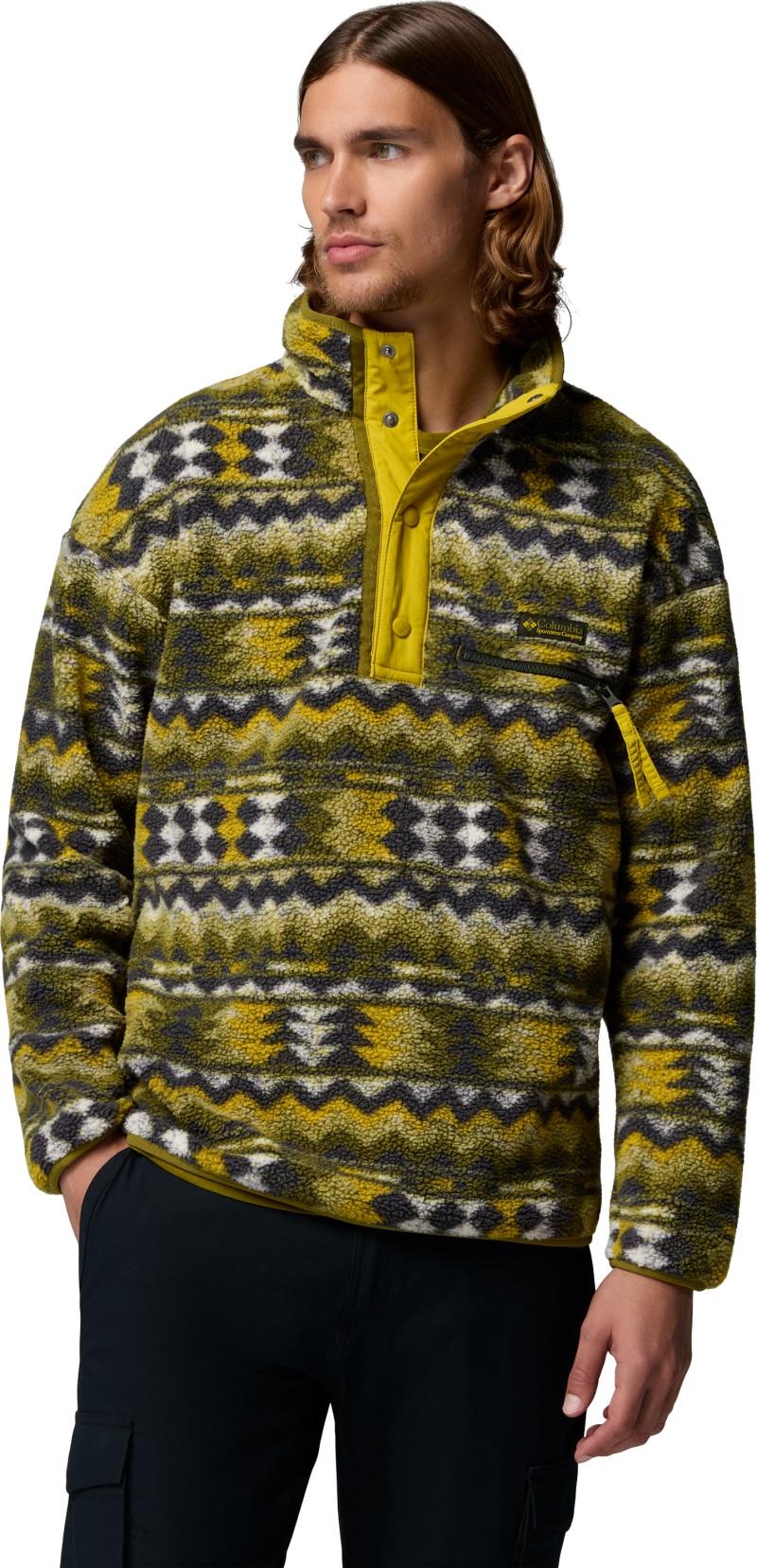 Helvetia II Printed Half Snap Fleece - Mens - mossy green / retrotree 1