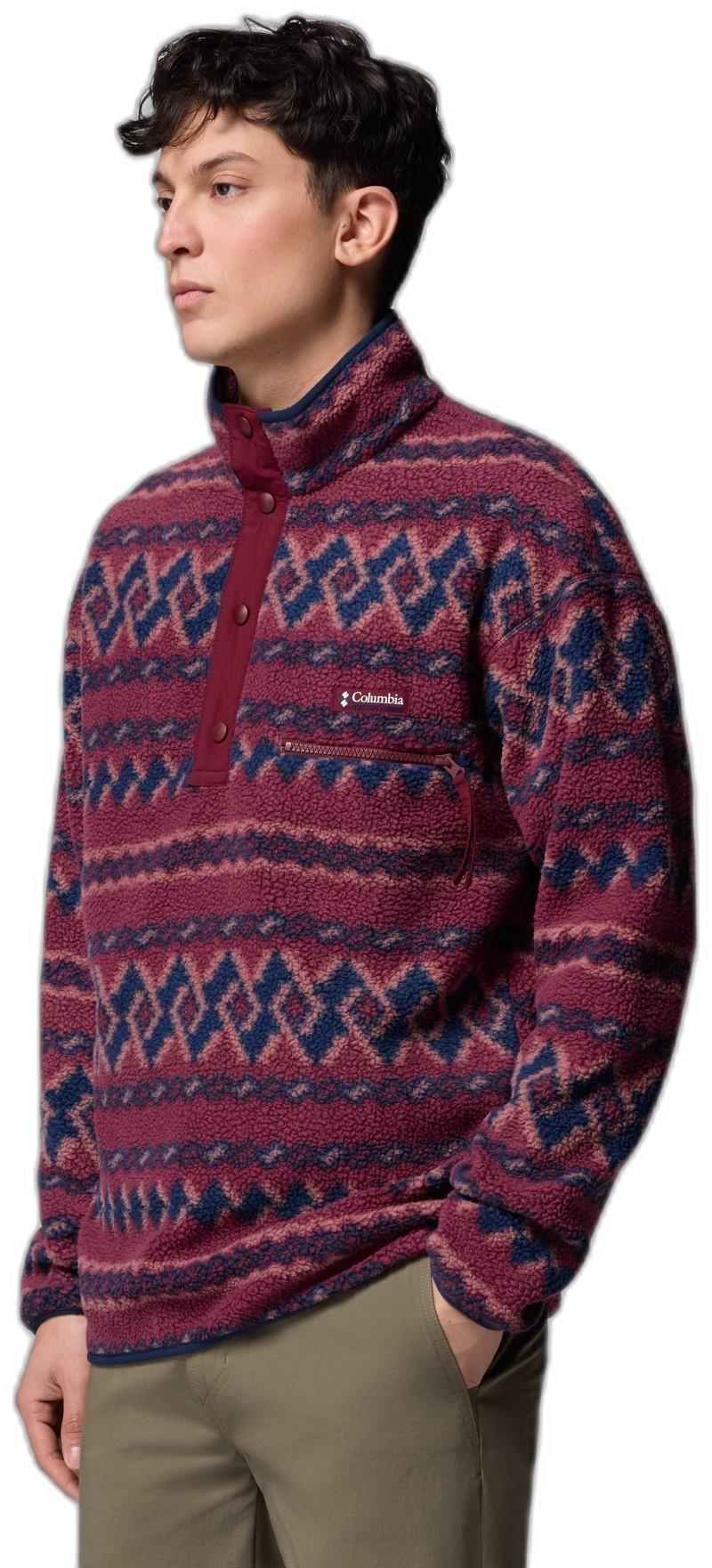 Helvetia II Printed Half Snap Fleece - Mens - rich wine knitknot 1