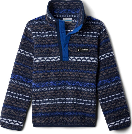 Helvetia II Printed Half Snap Fleece - Youth - Columbia Grey Madras / Mountain Blue 1