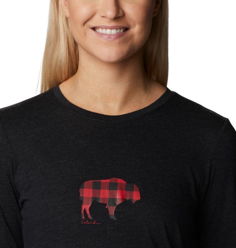 Hidden Haven LS Tee - Womens - Black Heather / Range Roam Print 5