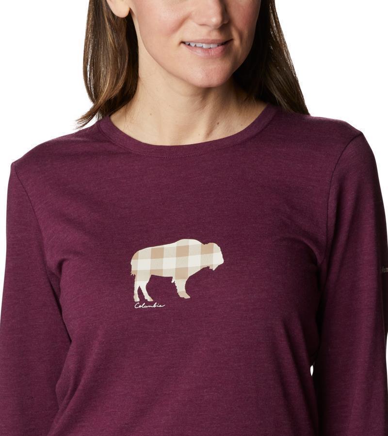 Hidden Haven LS Tee - Womens - Marionberry Heather / Range Roam Print 5