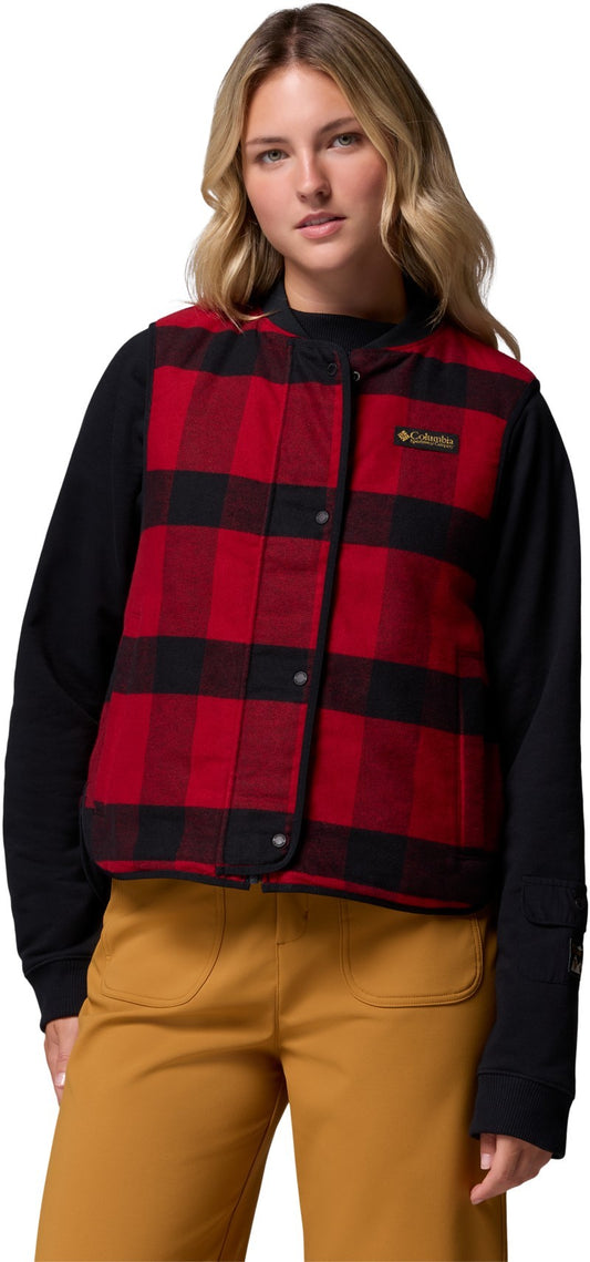 High Cascades Reversible Vest - Womens - black / red tims buffalo plaid 1