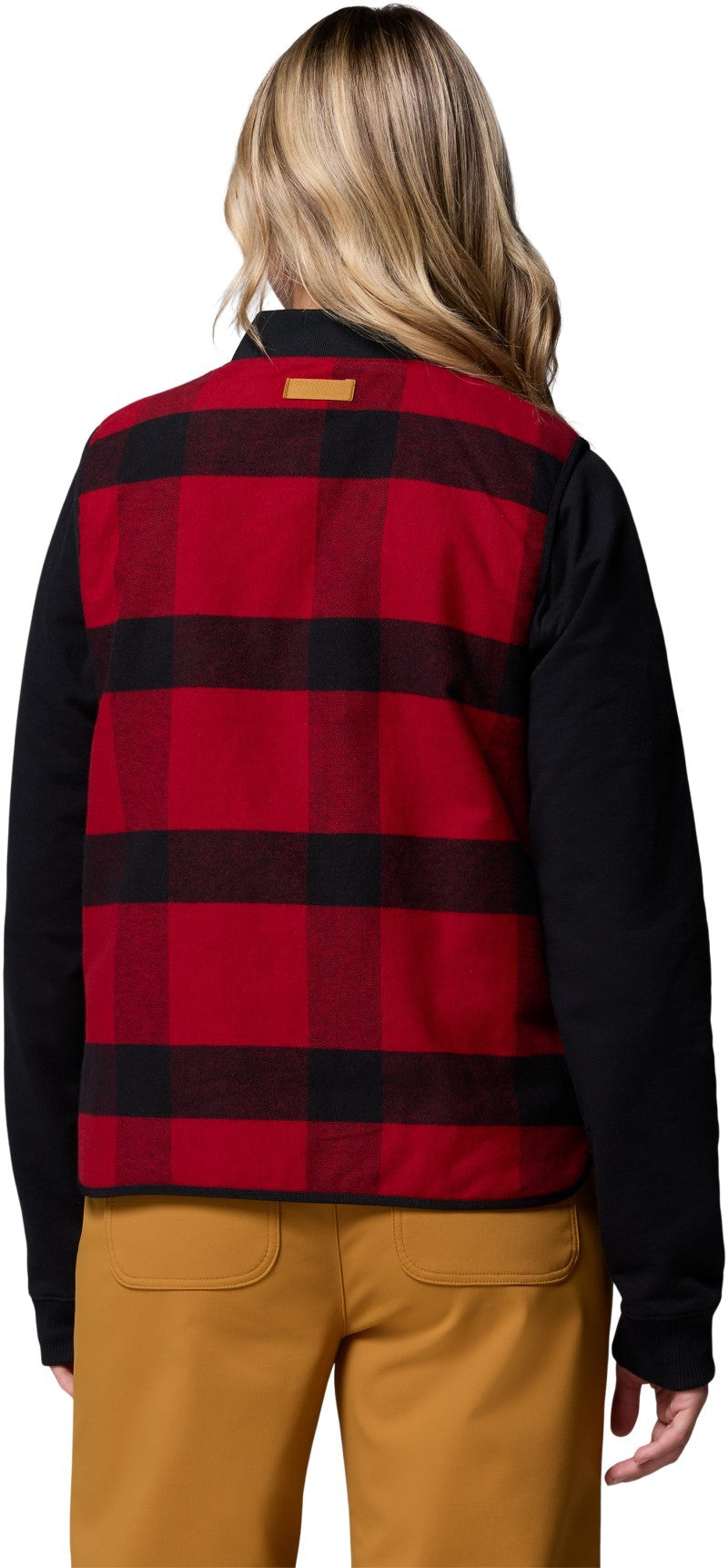 High Cascades Reversible Vest - Womens - black / red tims buffalo plaid 1