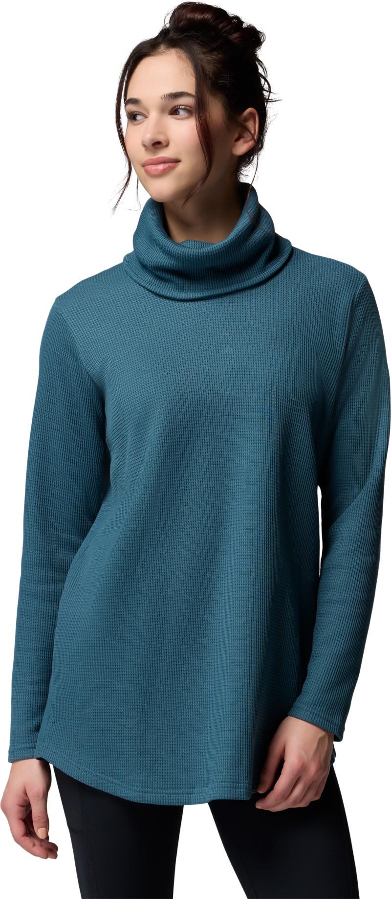 Holly Hideaway Waffle Cowl Neck Pullove - Womens - everblue 1