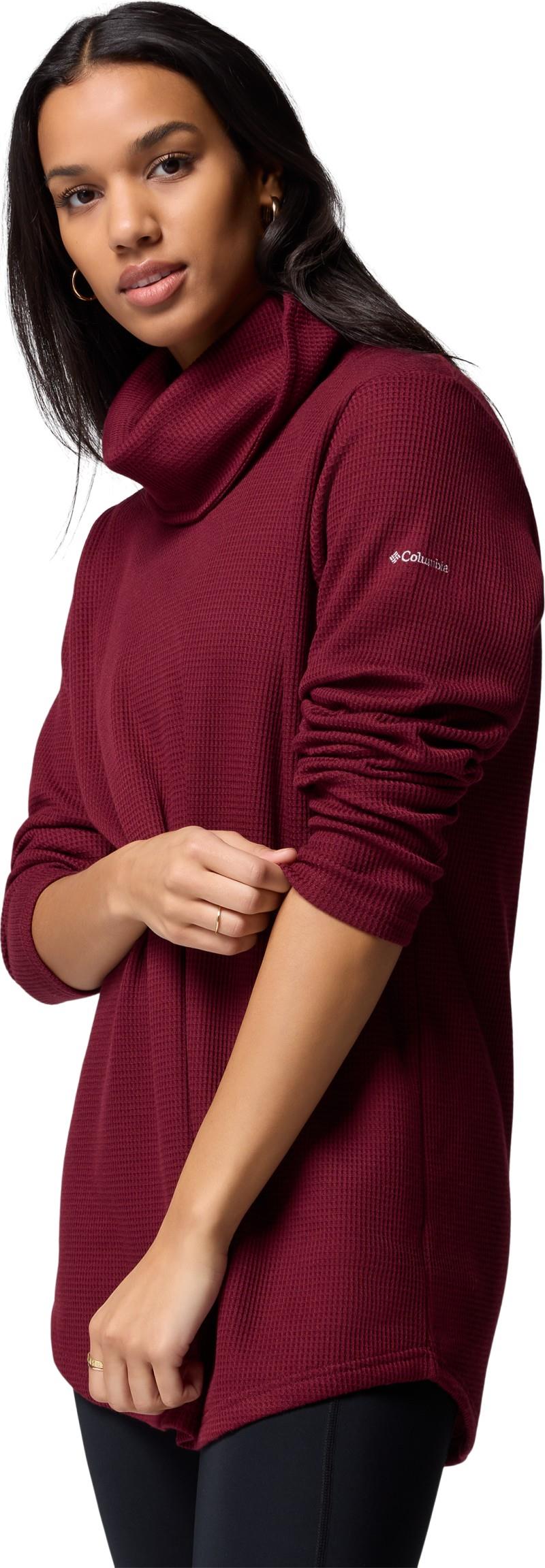 Holly Hideaway Waffle Cowl Neck Pullove - Womens - rich wine 1