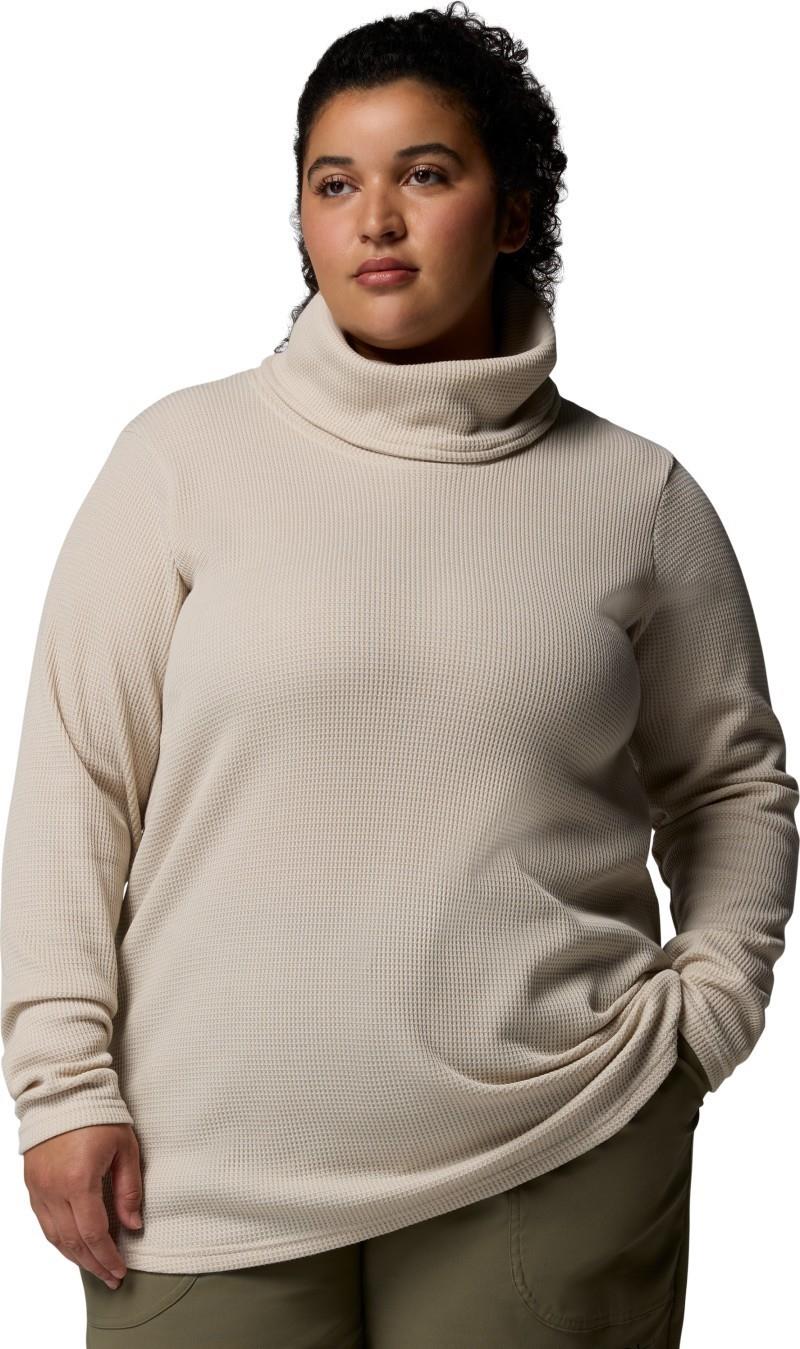 Holly Hideaway Waffle Cowl Neck Pullover, Extended - Womens - dark stone 1