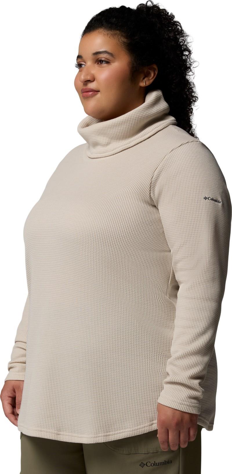 Holly Hideaway Waffle Cowl Neck Pullover, Extended - Womens - dark stone 1