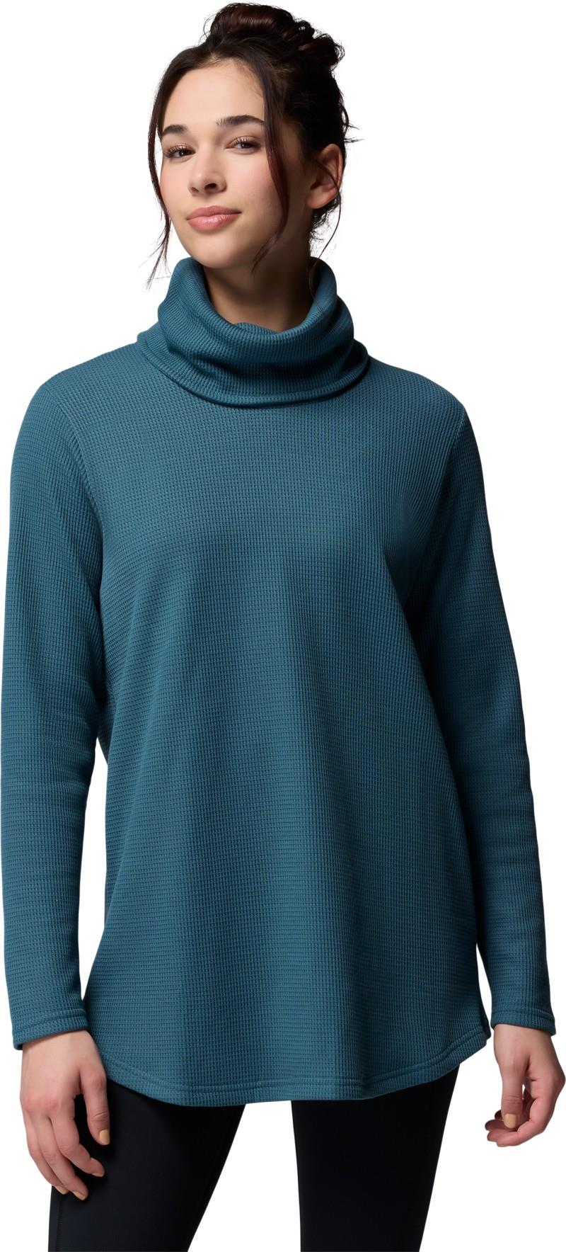 Holly Hideaway Waffle Cowl Neck Pullover, Extended - Womens - everblue 1