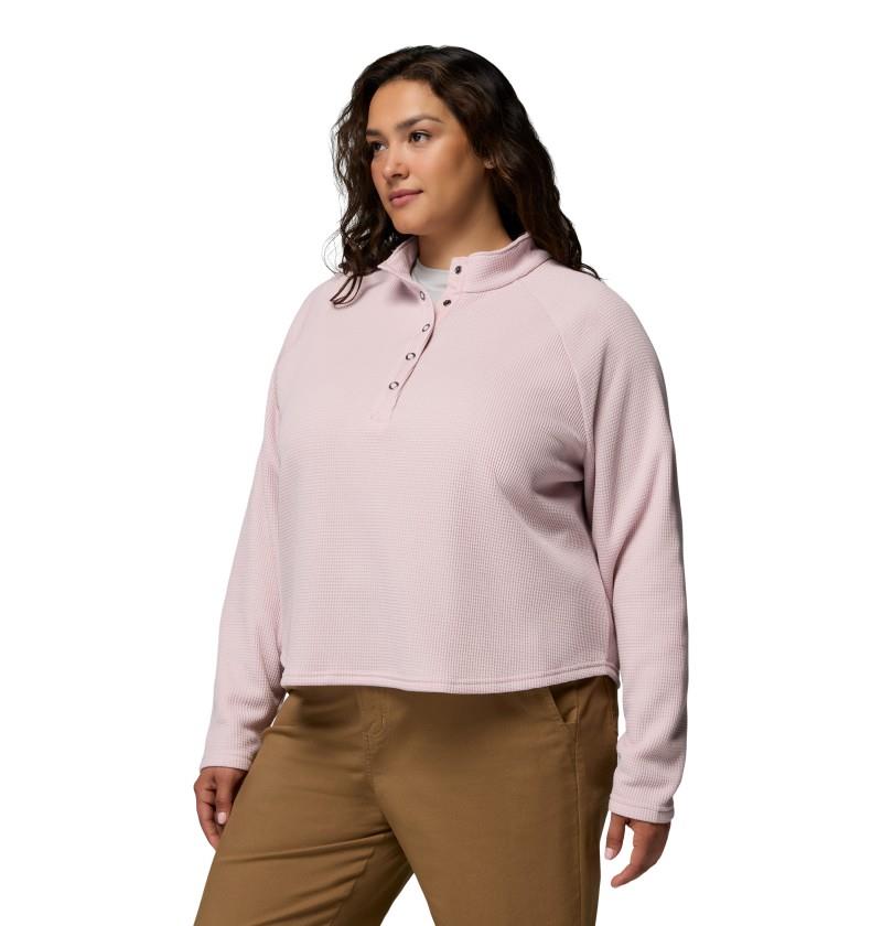 Holly Hideaway Waffle Half Snap, Extended - Womens - mineral pink 1