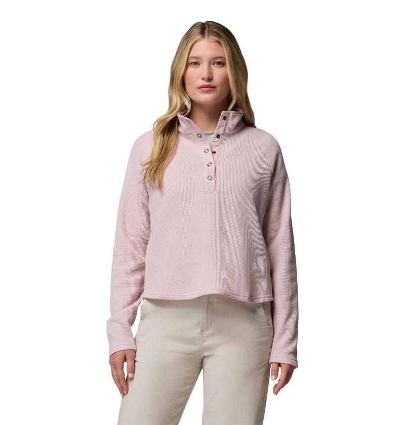Holly Hideaway Waffle Half Snap - Womens - mineral pink 1