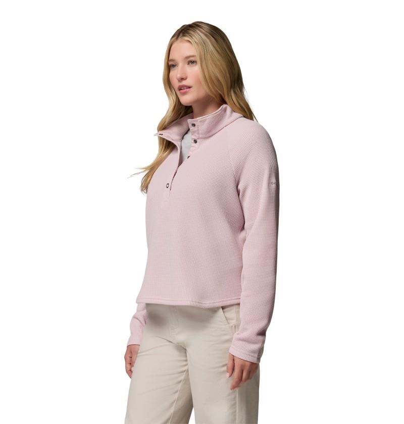 Holly Hideaway Waffle Half Snap - Womens - mineral pink 1