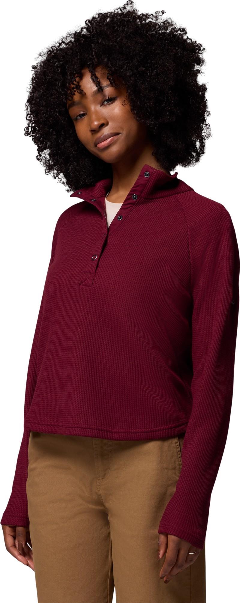 Holly Hideaway Waffle Half Snap - Womens - rich wine 1
