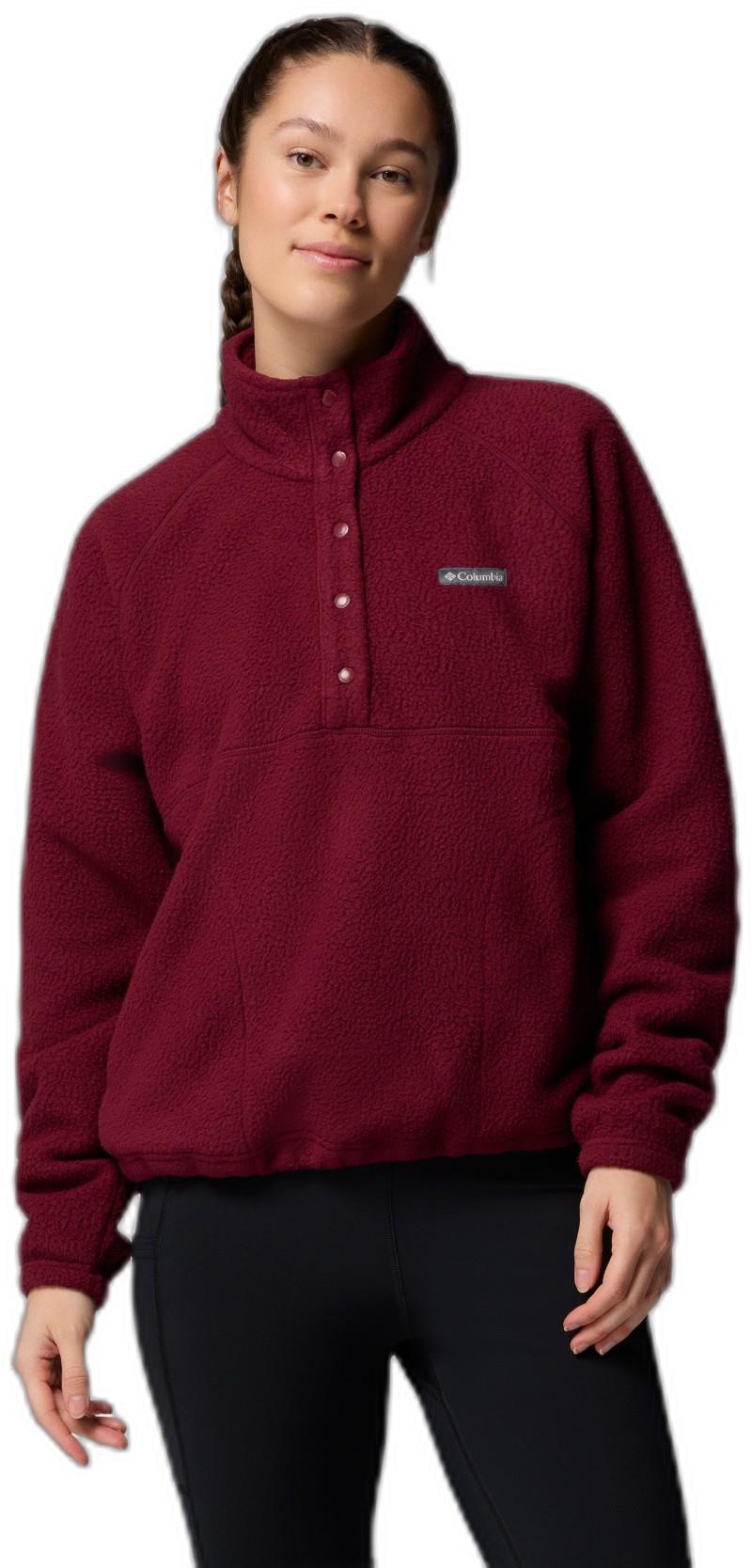 Jasper Ridge Pebbled Fleece Half Snap - Womens - rich wine 1