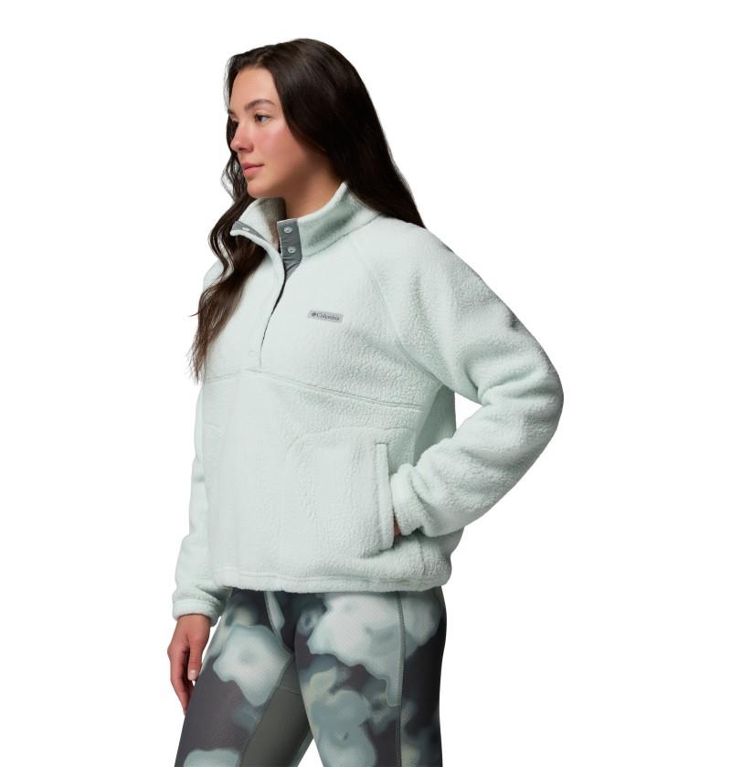 Jasper Ridge Pebbled Fleece Half Snap - Womens - tea light / sedona sage 1