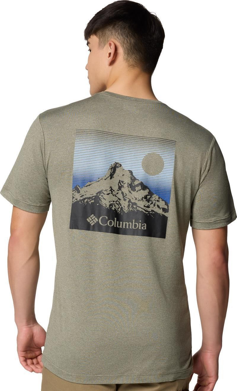 Kwick Hike Back Graphic SS Tee - Mens - stone green heather / linear view multi 1