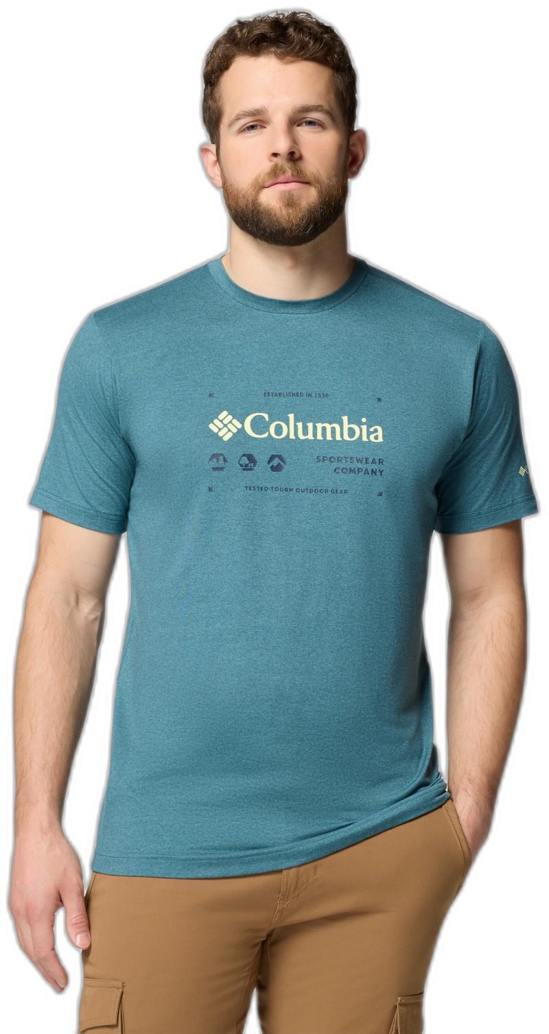 Kwick Hike Graphic SS Tee - Mens - everblue heather / iconic brand 1