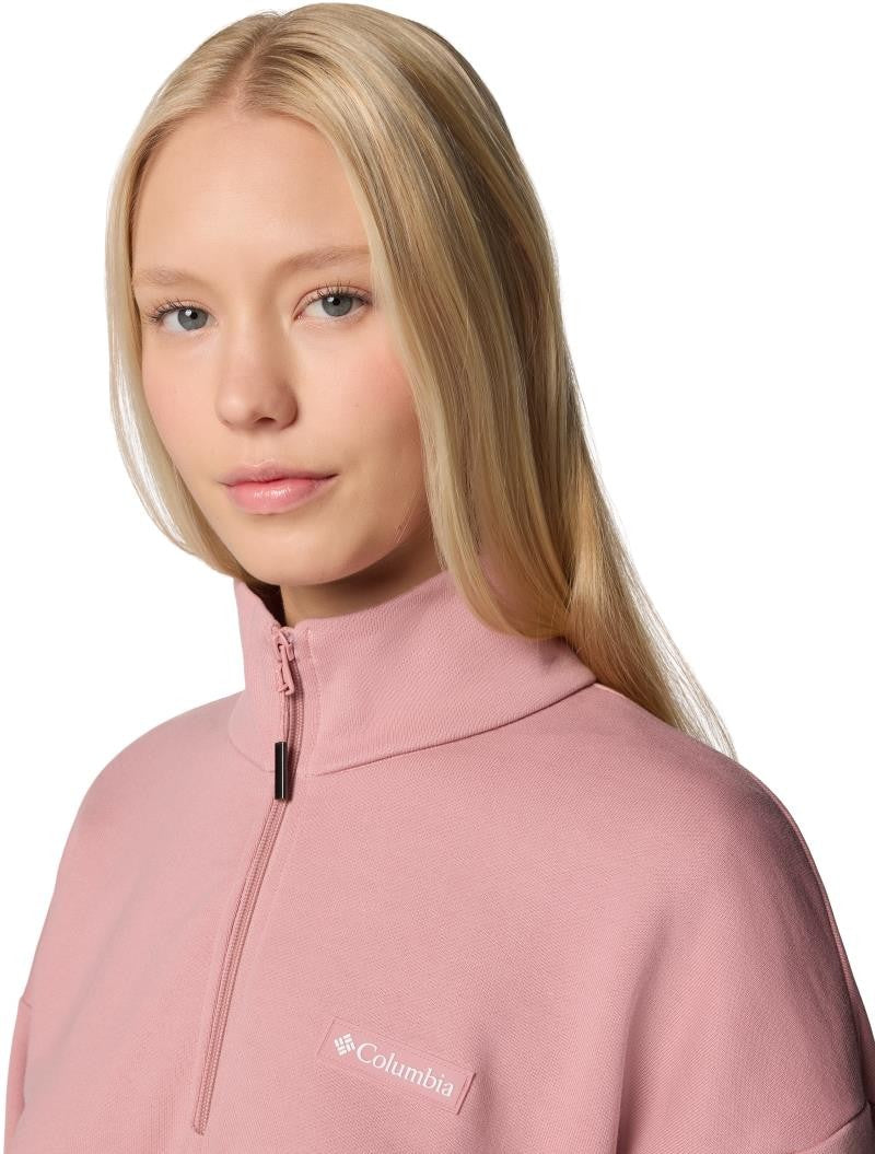 Marble Canyon French Terry Quarter Zip - Womens - eraser pink 1