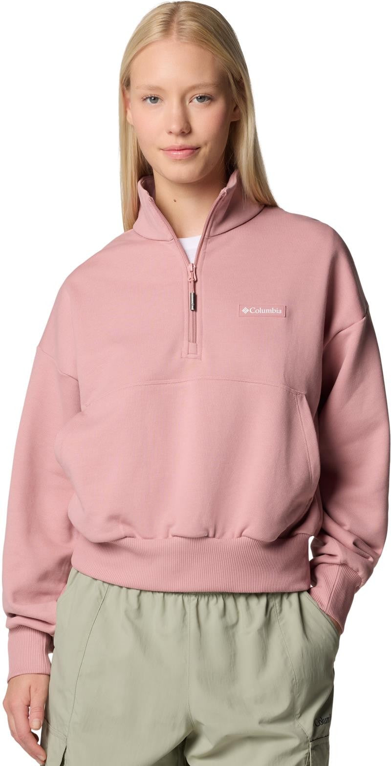 Marble Canyon French Terry Quarter Zip - Womens - eraser pink 1