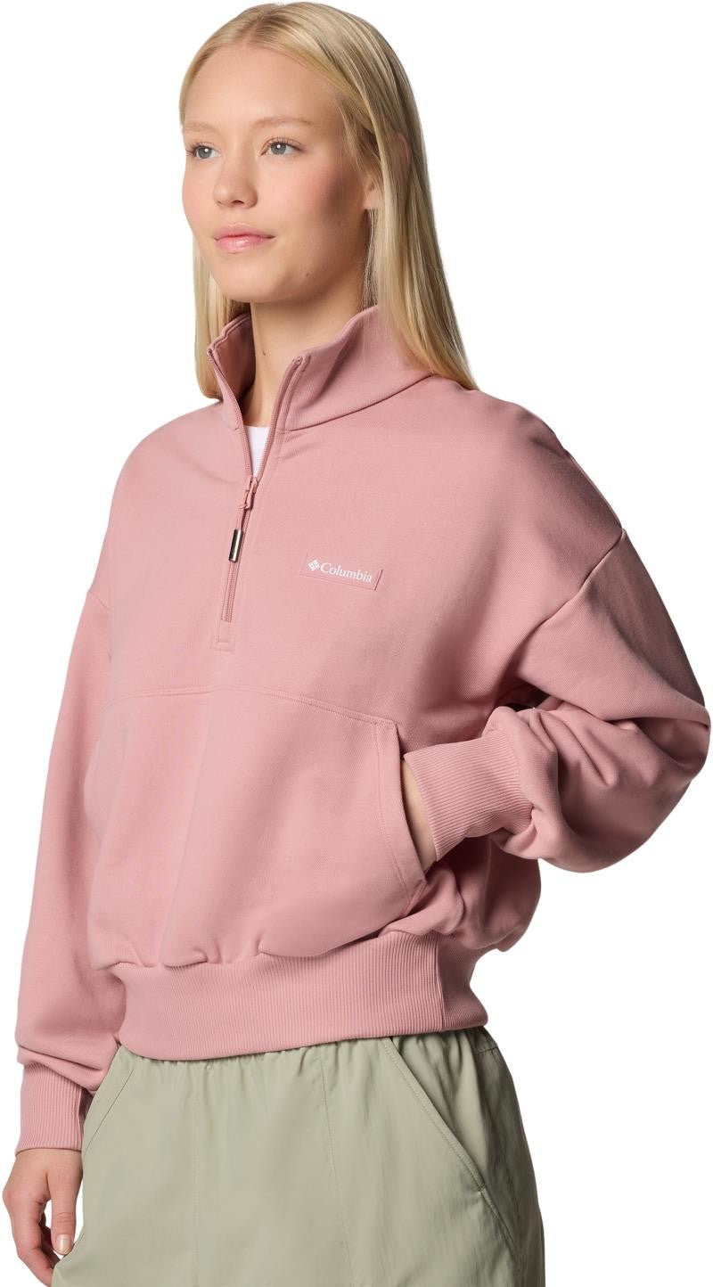 Marble Canyon French Terry Quarter Zip - Womens - eraser pink 1