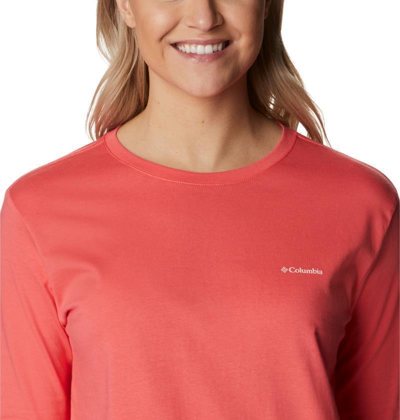 North Cascades Back Graphic LS Tee - Womens - Blush Pink / Stamp Stencil 3