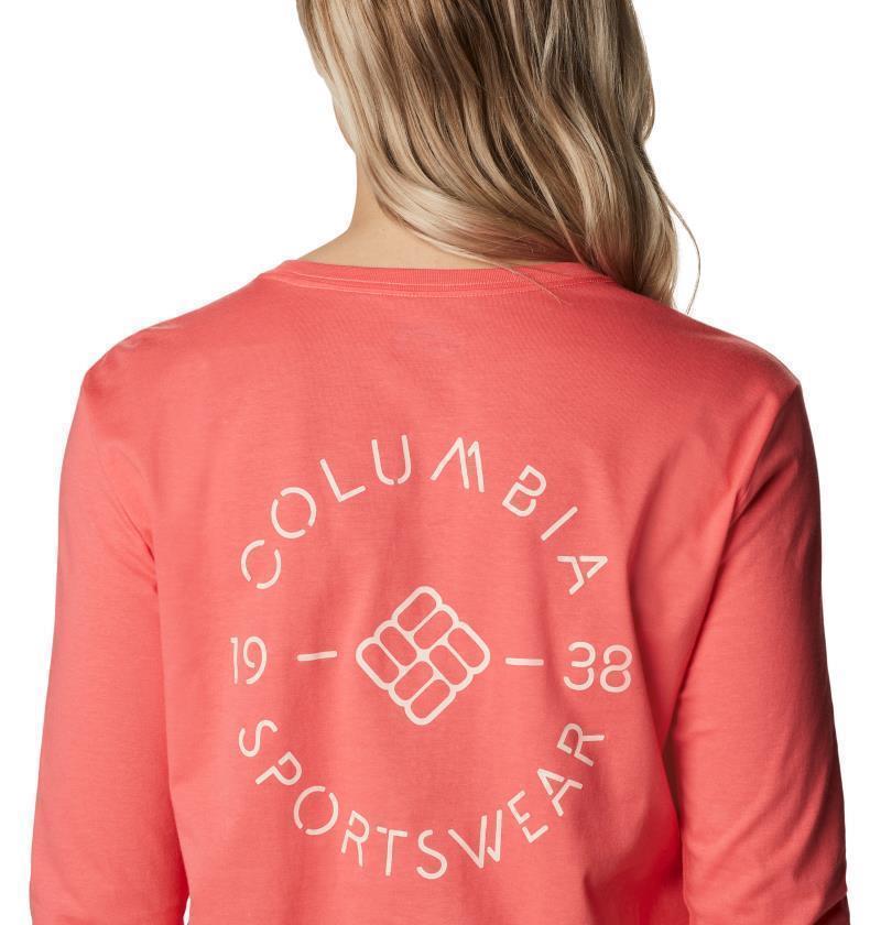North Cascades Back Graphic LS Tee - Womens - Blush Pink / Stamp Stencil 4