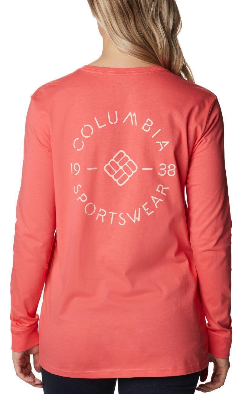 North Cascades Back Graphic LS Tee - Womens - Blush Pink / Stamp Stencil 5