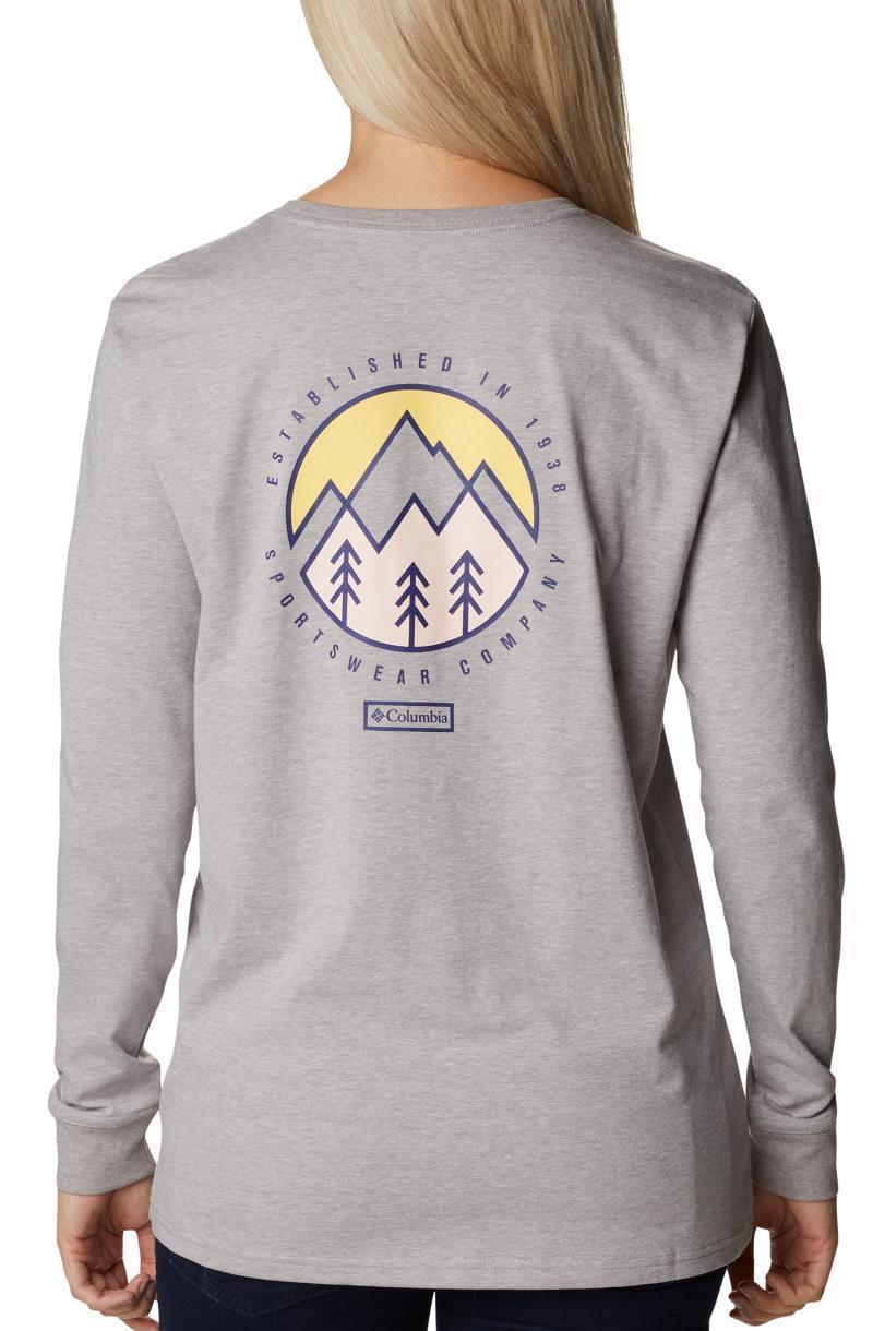 North Cascades Back Graphic LS Tee - Womens - Columbia Grey Heather / Outdoor Park 5