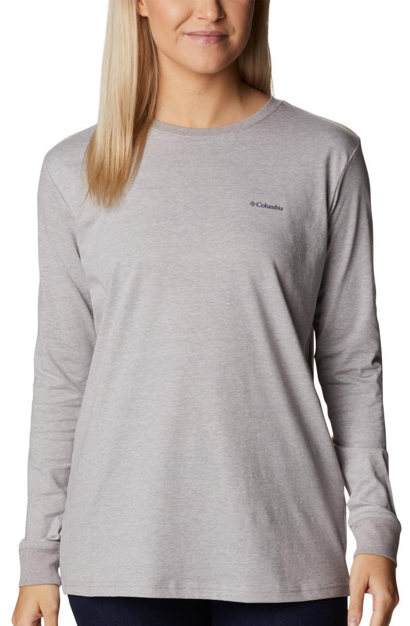 North Cascades Back Graphic LS Tee - Womens - Columbia Grey Heather / Outdoor Park 1