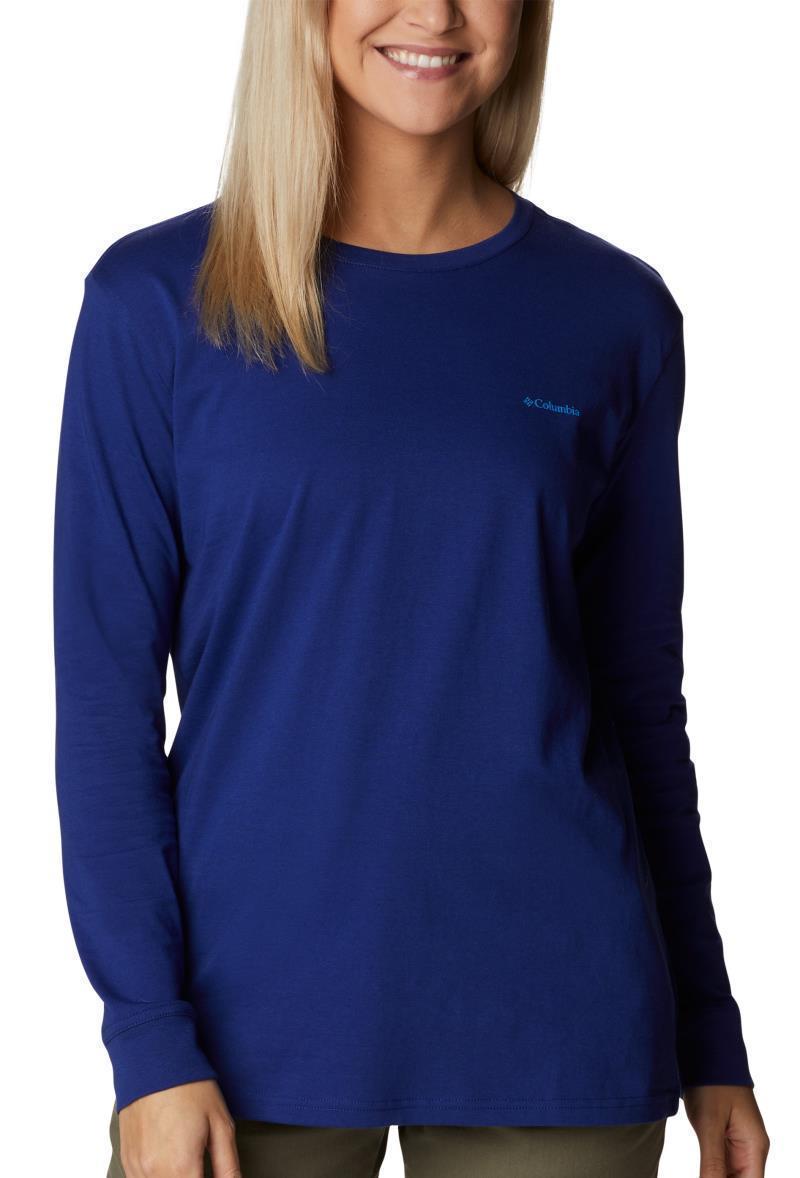 North Cascades Back Graphic LS Tee - Womens - Dark Sapphire / Stamp Stencil 1