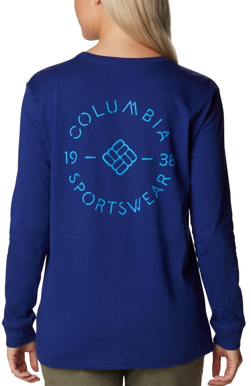 North Cascades Back Graphic LS Tee - Womens - Dark Sapphire / Stamp Stencil 2