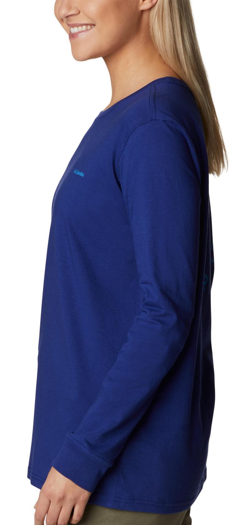 North Cascades Back Graphic LS Tee - Womens - Dark Sapphire / Stamp Stencil 3