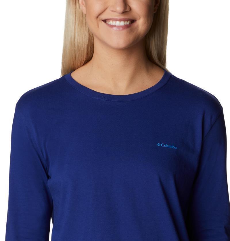 North Cascades Back Graphic LS Tee - Womens - Dark Sapphire / Stamp Stencil 4