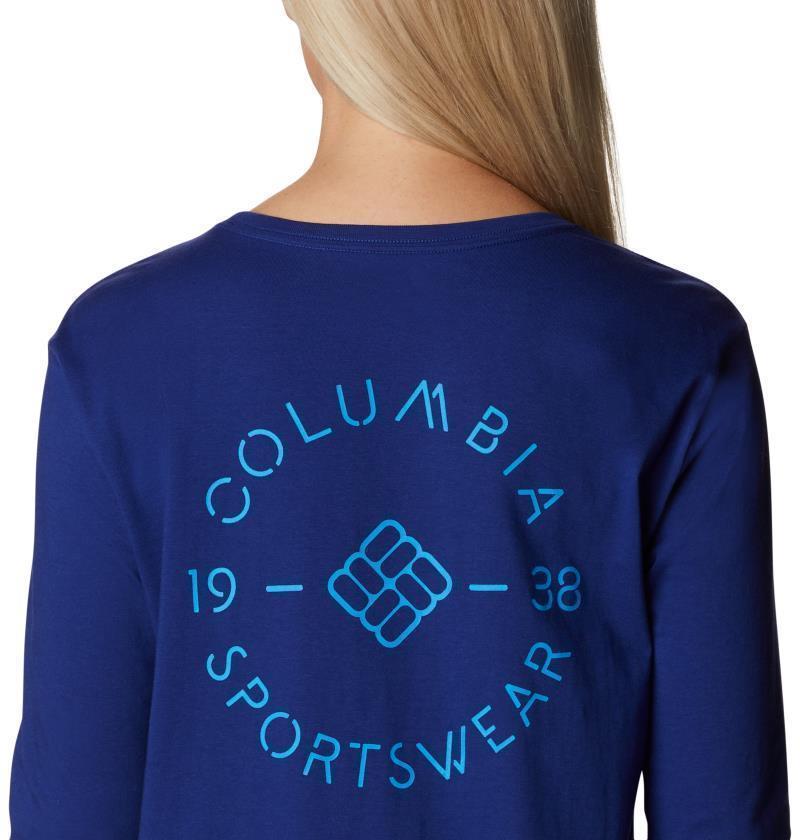 North Cascades Back Graphic LS Tee - Womens - Dark Sapphire / Stamp Stencil 5
