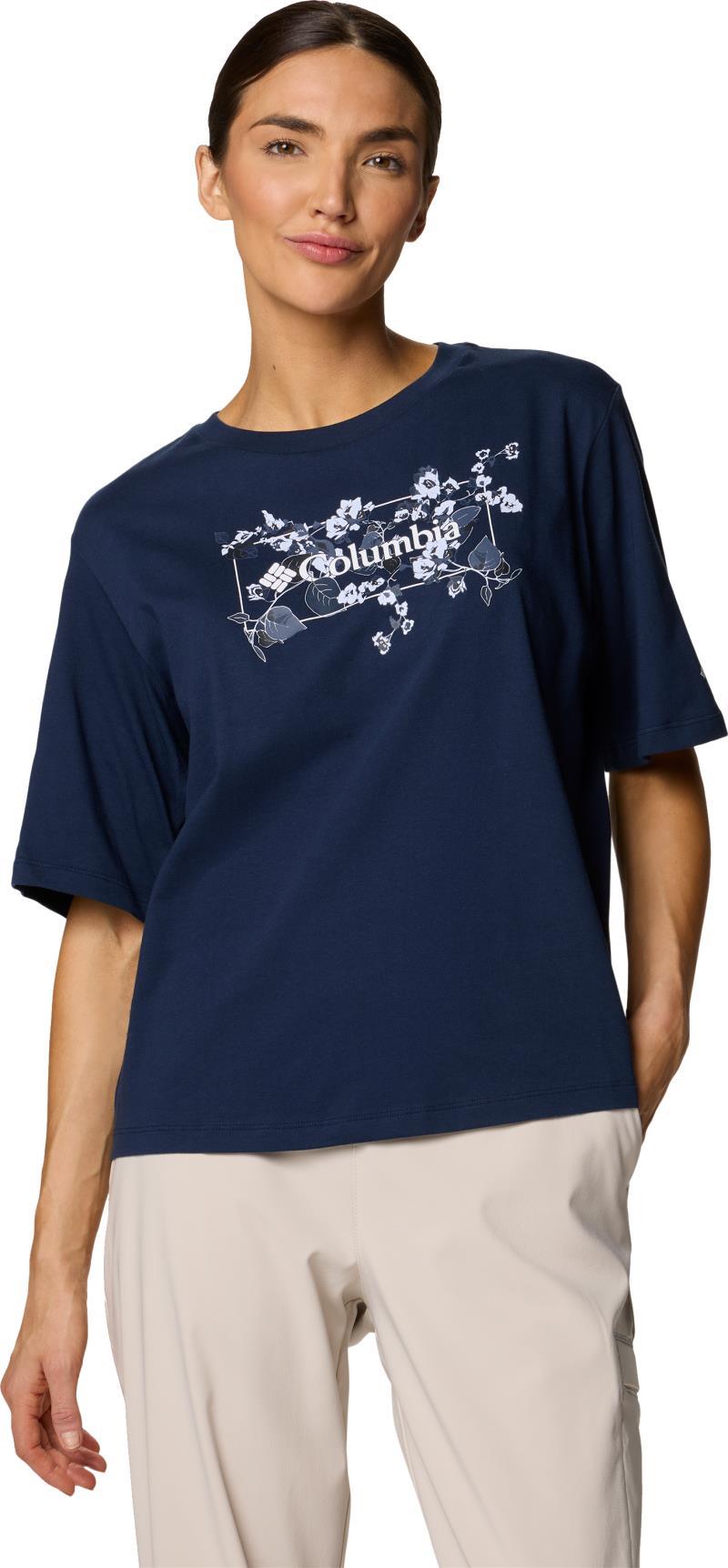 North Cascades Relaxed Tee, Extended - Womens - Collegiate Navy / Floral Emblem 1