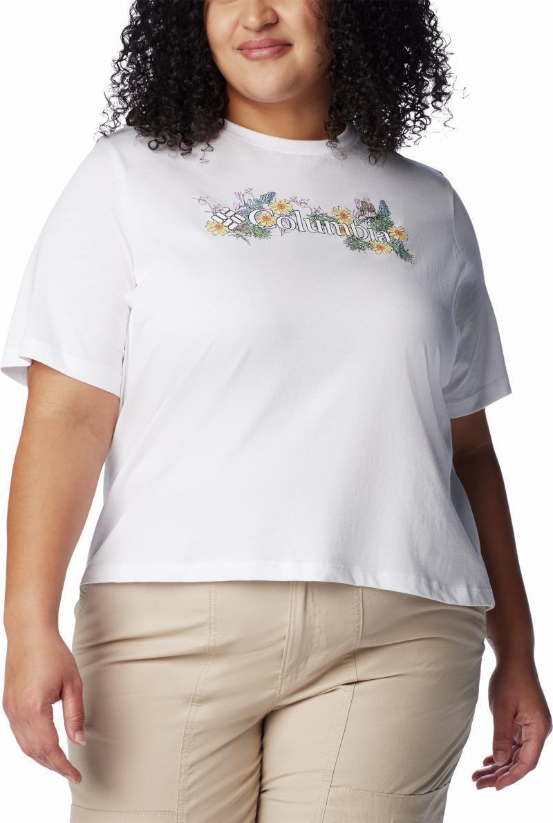 North Cascades Relaxed Tee, Extended - Womens - White / Branded Bouquet 1