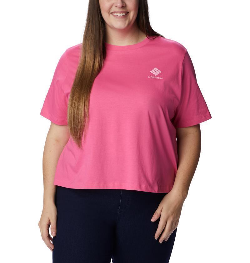 North Cascades Relaxed Tee, Extended - Womens - Wild Geranium / Framed Halftone Logo GRX 1
