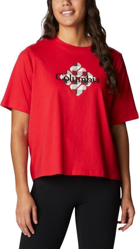North Cascades Relaxed Tee - Womens - Red Lily / Centered Gem Buffalo Plaid 1