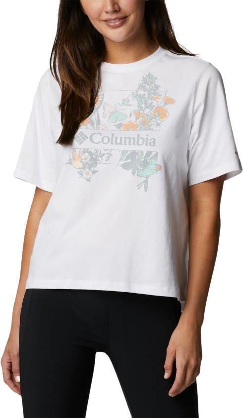 North Cascades Relaxed Tee - Womens - White / Butterfly Haven Rainbow 1