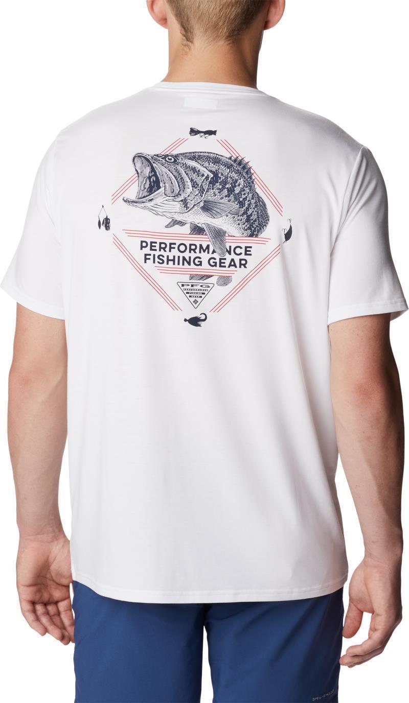 PFG Big Bait SS Tech Tee - Mens - White / Big Bait Bass Graphic 2