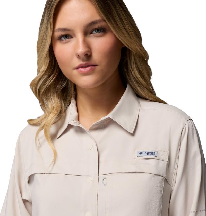 PFG Castback Woven LS - Womens - dark stone 1