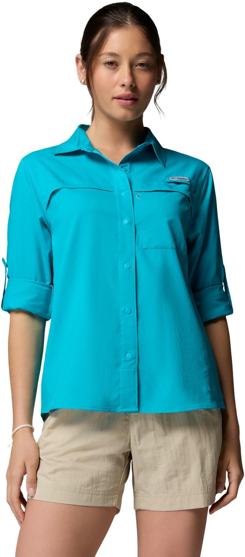 PFG Castback Woven LS - Womens - ocean teal 1