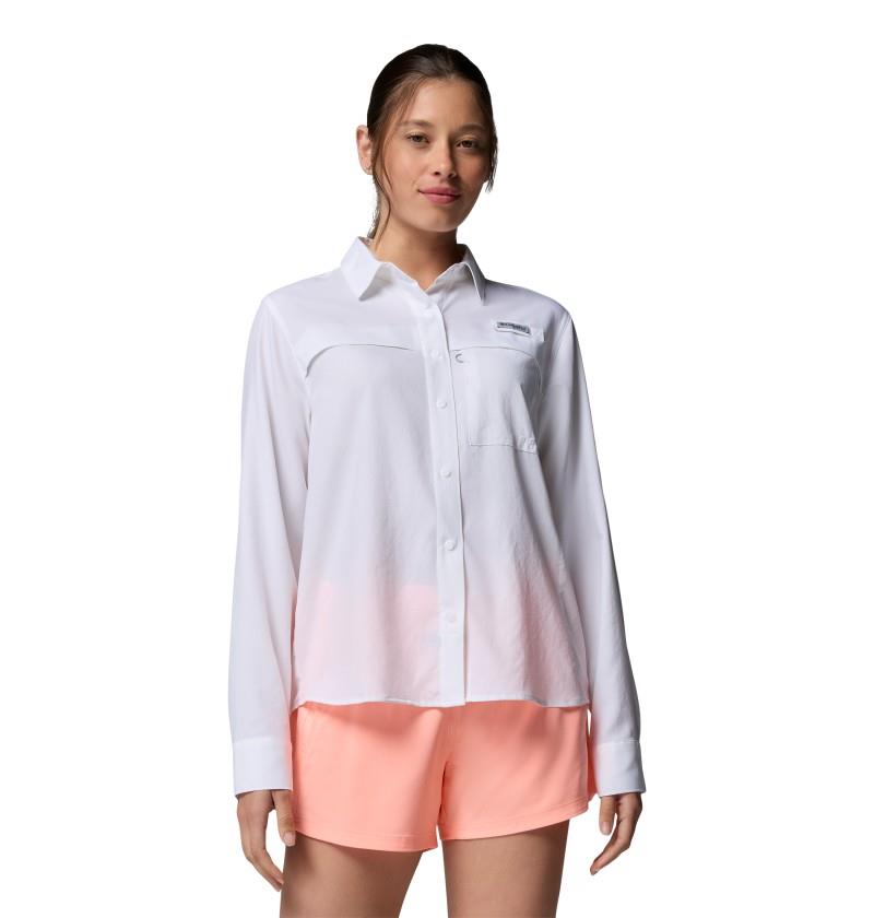 PFG Castback Woven LS - Womens - white 1