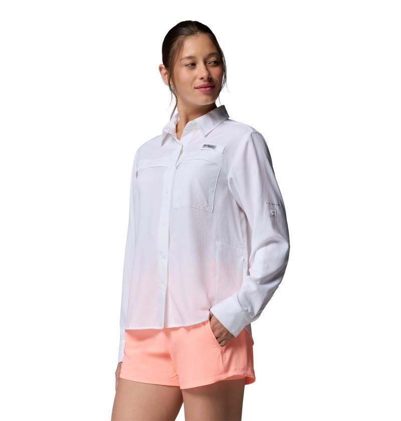 PFG Castback Woven LS - Womens - white 1