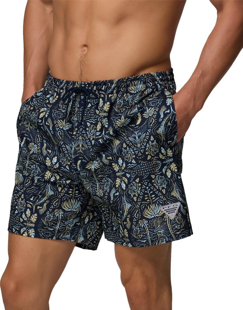 PFG Rambler Printed Water Shorts, 6" Inseam - Mens - collegiate navy seasirens 1