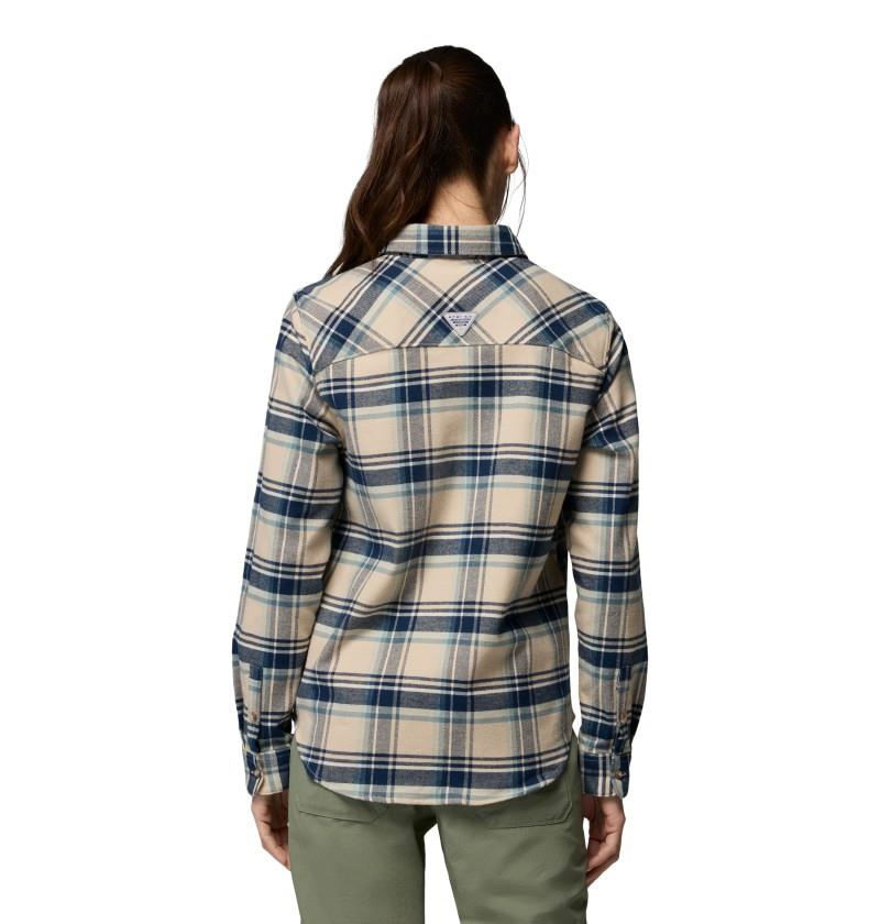 PFG Topwater Tech Flannel - Womens - ancient fossil reel plaid 1