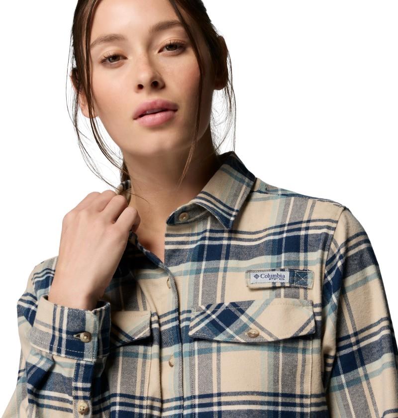 PFG Topwater Tech Flannel - Womens - ancient fossil reel plaid 1