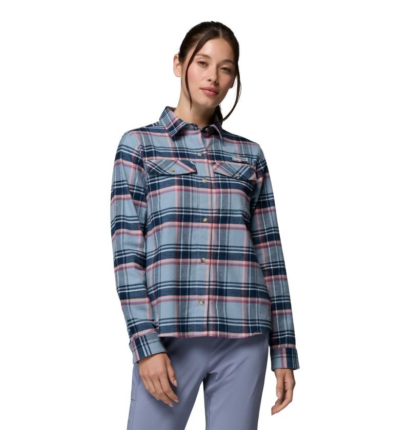 PFG Topwater Tech Flannel - Womens - collegiate navy reel plaid 1