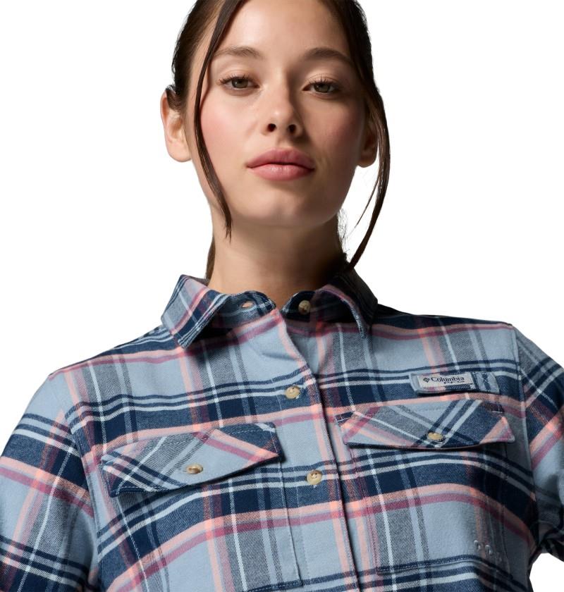 PFG Topwater Tech Flannel - Womens - collegiate navy reel plaid 1