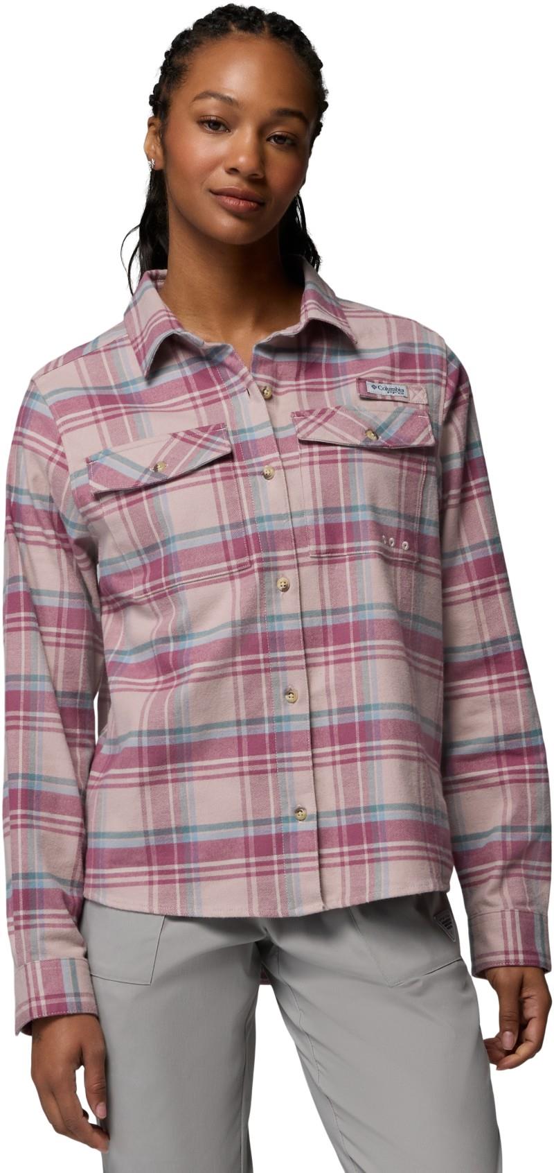 PFG Topwater Tech Flannel - Womens - mauve reel plaid 1