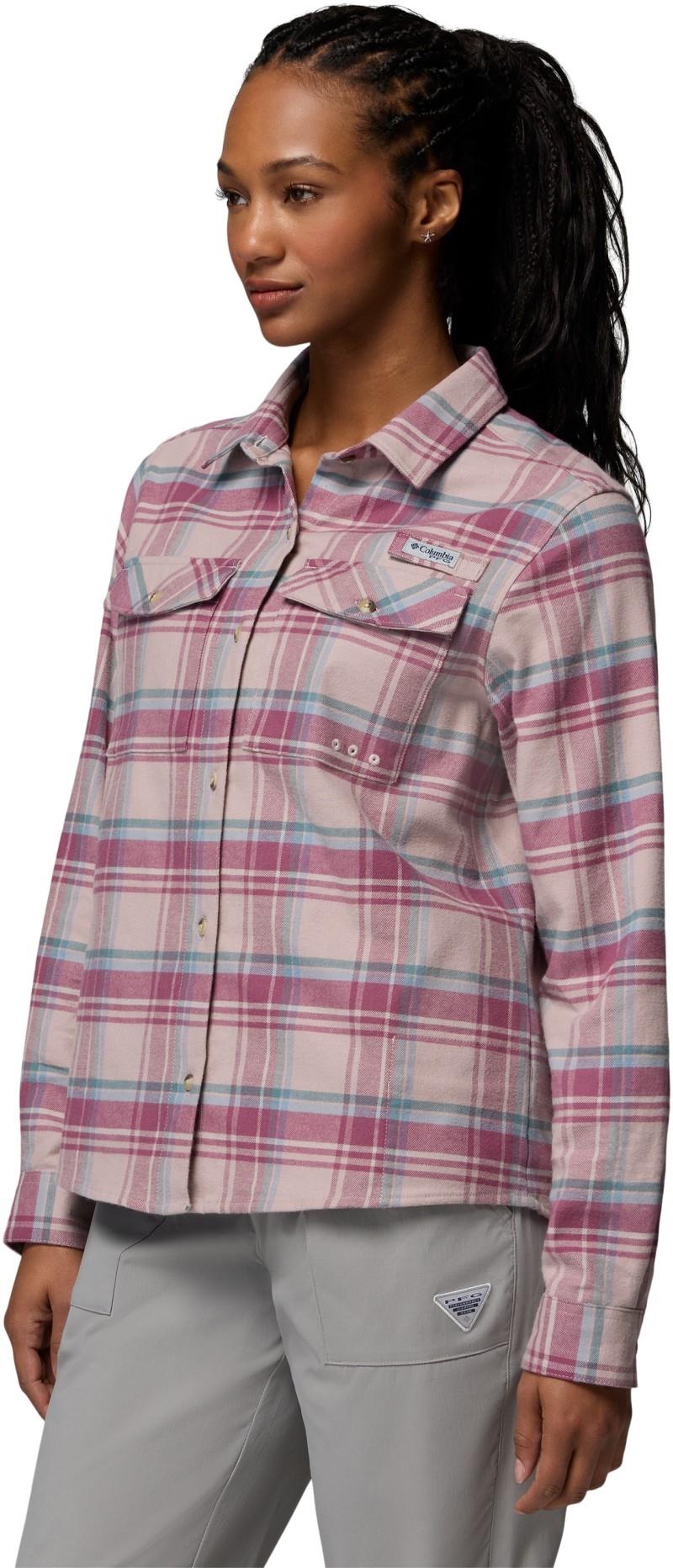 PFG Topwater Tech Flannel - Womens - mauve reel plaid 1